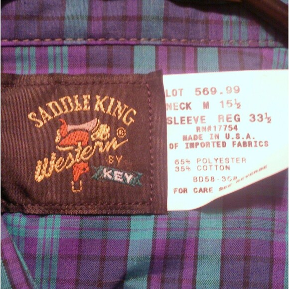Vintage Saddle King Pearl Snap Plaid Shirt Size Medium * - Picture 4 of 4
